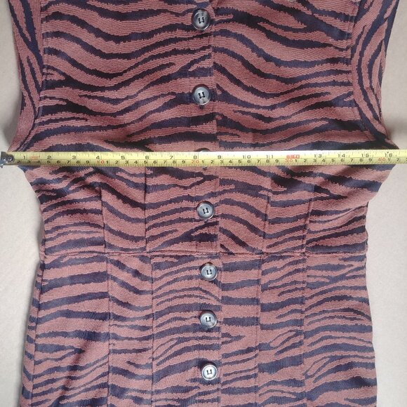 Free People animal print brown black tiger stripe mini dress button down Small - Picture 11 of 16